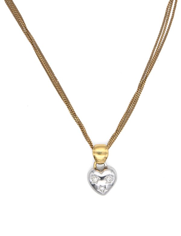 Pendente a cuore in oro e brillanti  - Asta Importanti Gioielli e  Orologi da polso e da tasca - Casa d'Aste Arcadia