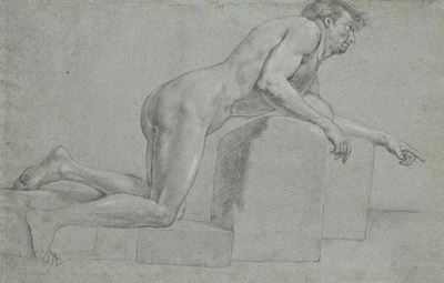 Studio di nudo accademico, lapis su carta