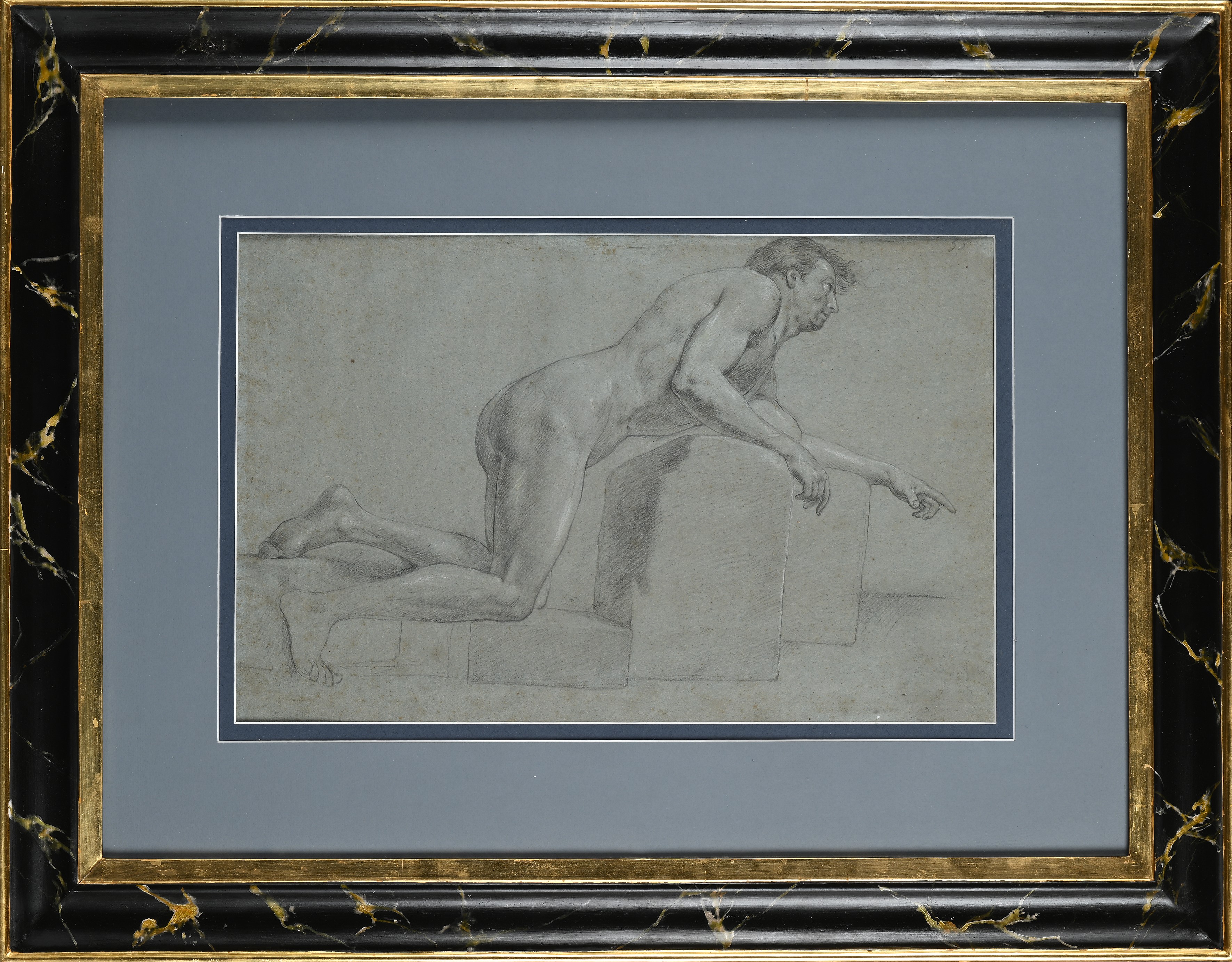 Giuseppe Bottani - Studio di nudo accademico, lapis su carta