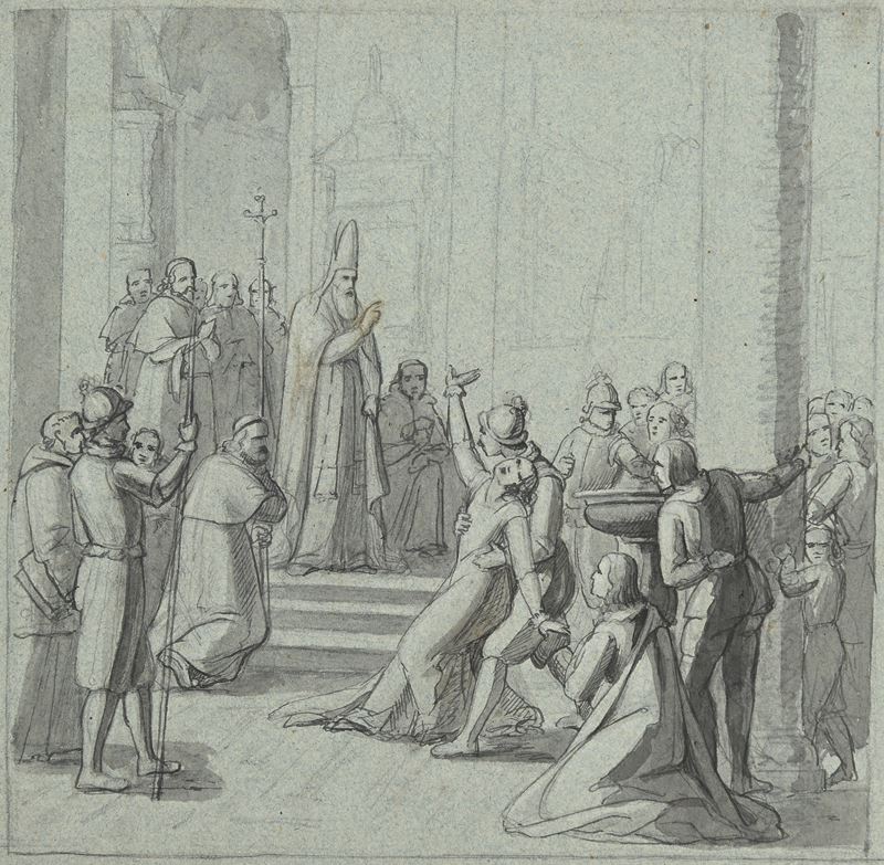 Scuola Lombarda del XIX Secolo - Studio per una scena di miracolo