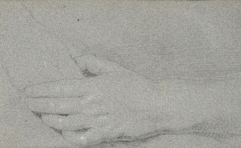 Scuola Francese del XVIII Secolo - Studio di mano, matita e biacca su carta