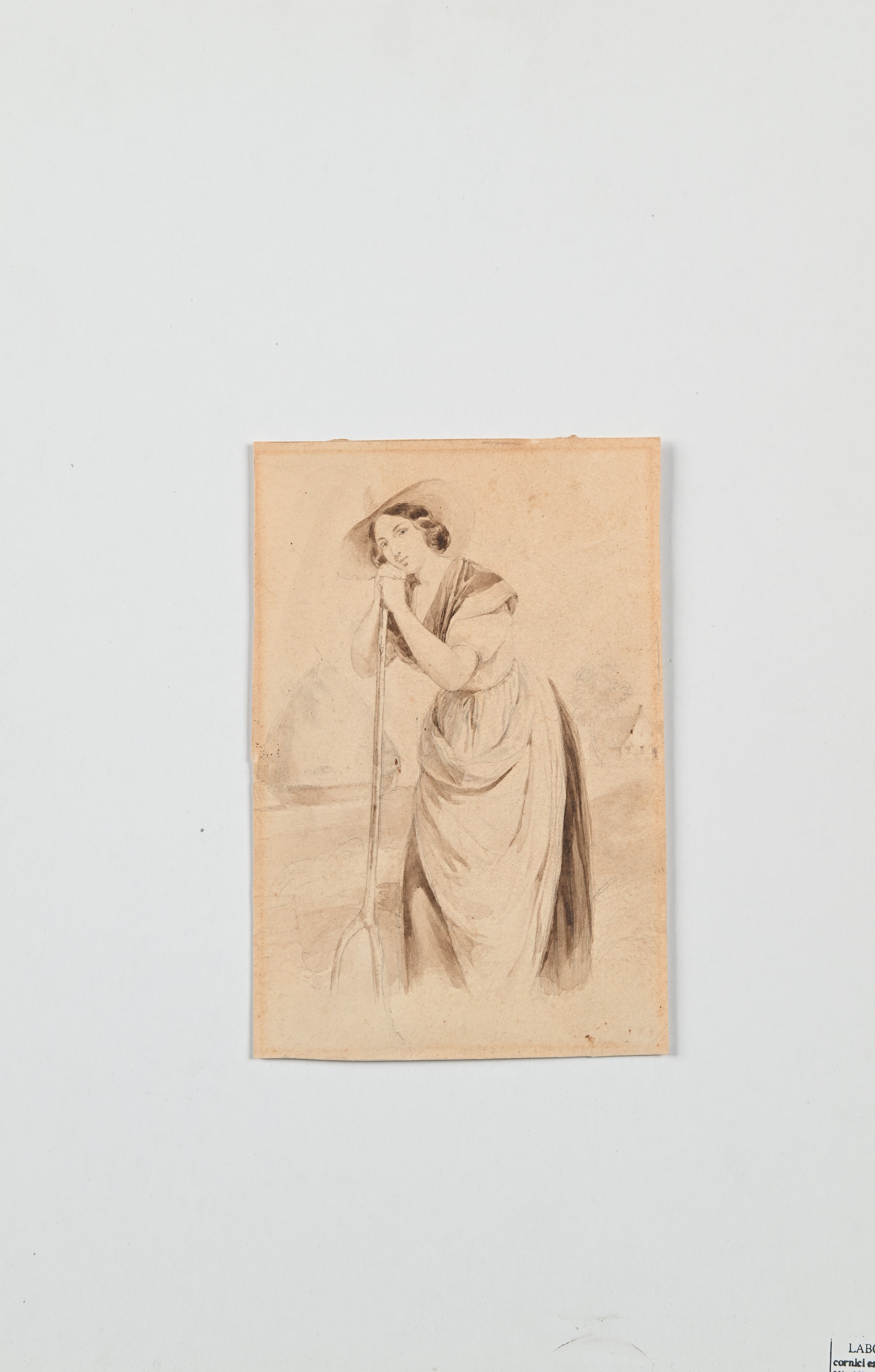 Scuola Romana Inizi del XIX Secolo - Scuola Romana, Ritratto di pastorella, marita e inchiostro a...