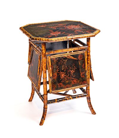 "tea Table" Vittoriano in Bambù e Legno Laccato, Regno Unito, Fine del XIX Secolo
