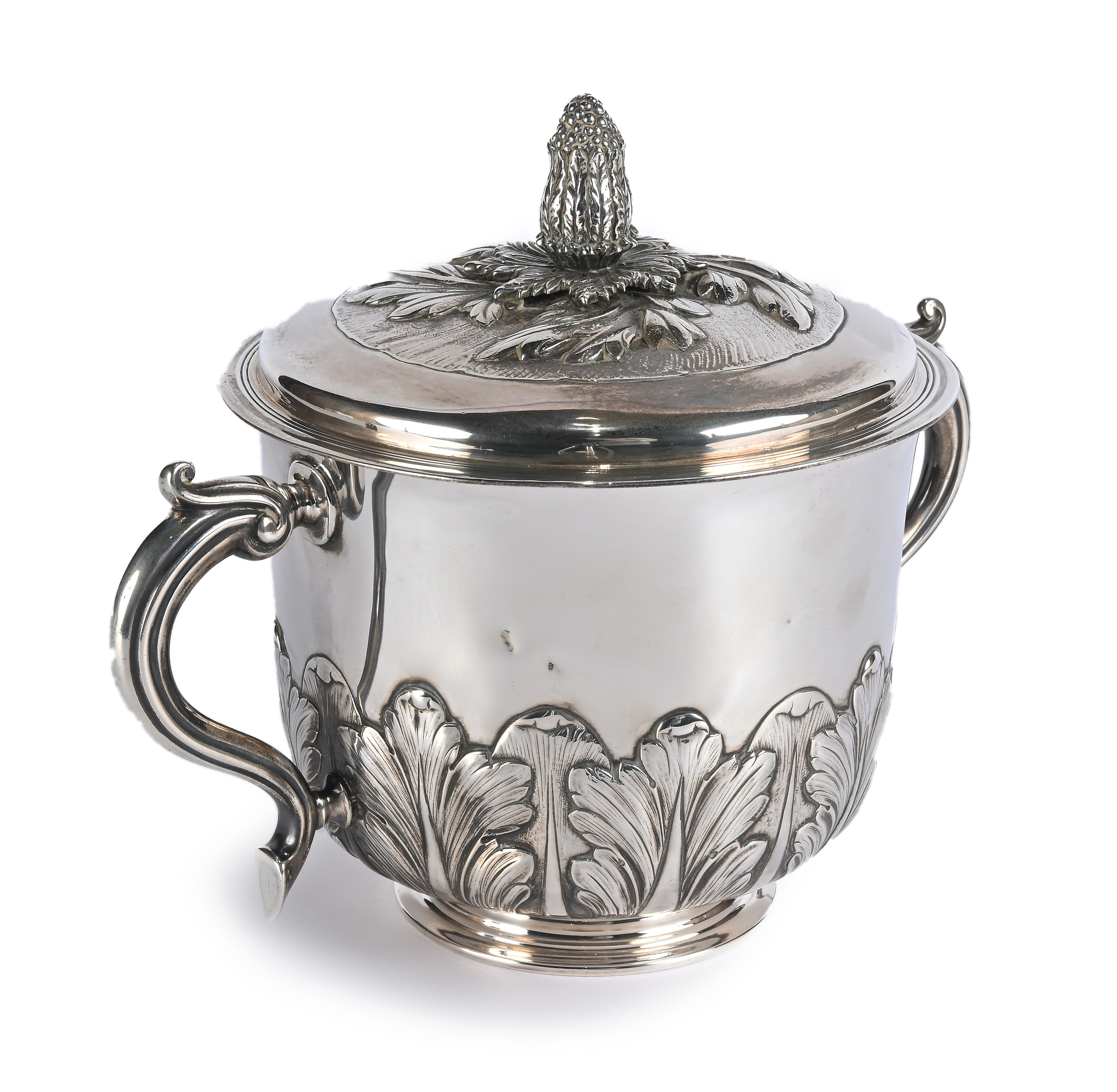 Coppa Biansata in Argento con Coperchio, Londra 1886, Argentiere j.n.M.