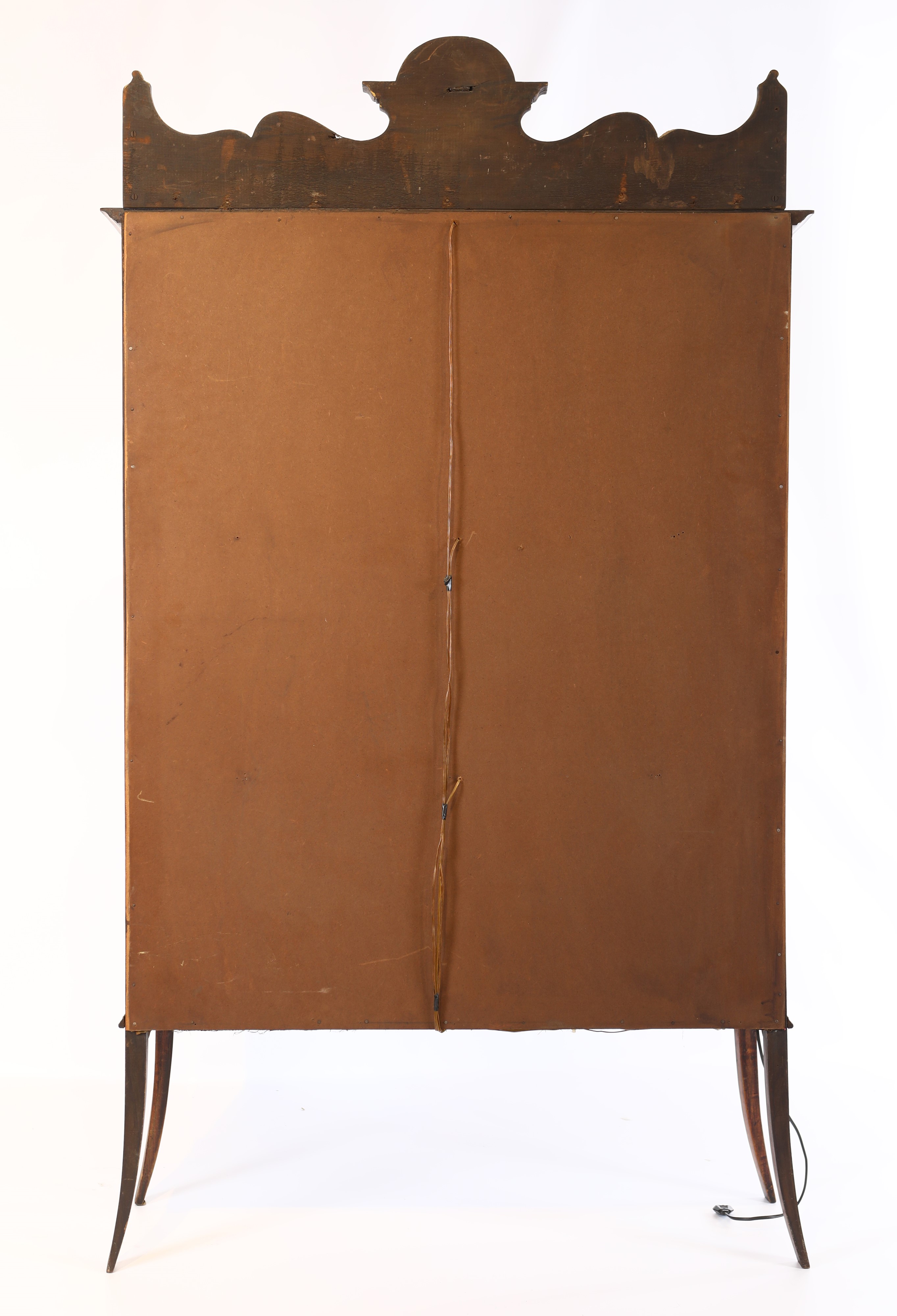 Vetrina Art Nouveau in mogano con intarsi in legni di frutto a motivi floreali, Regno Unito, iniz...