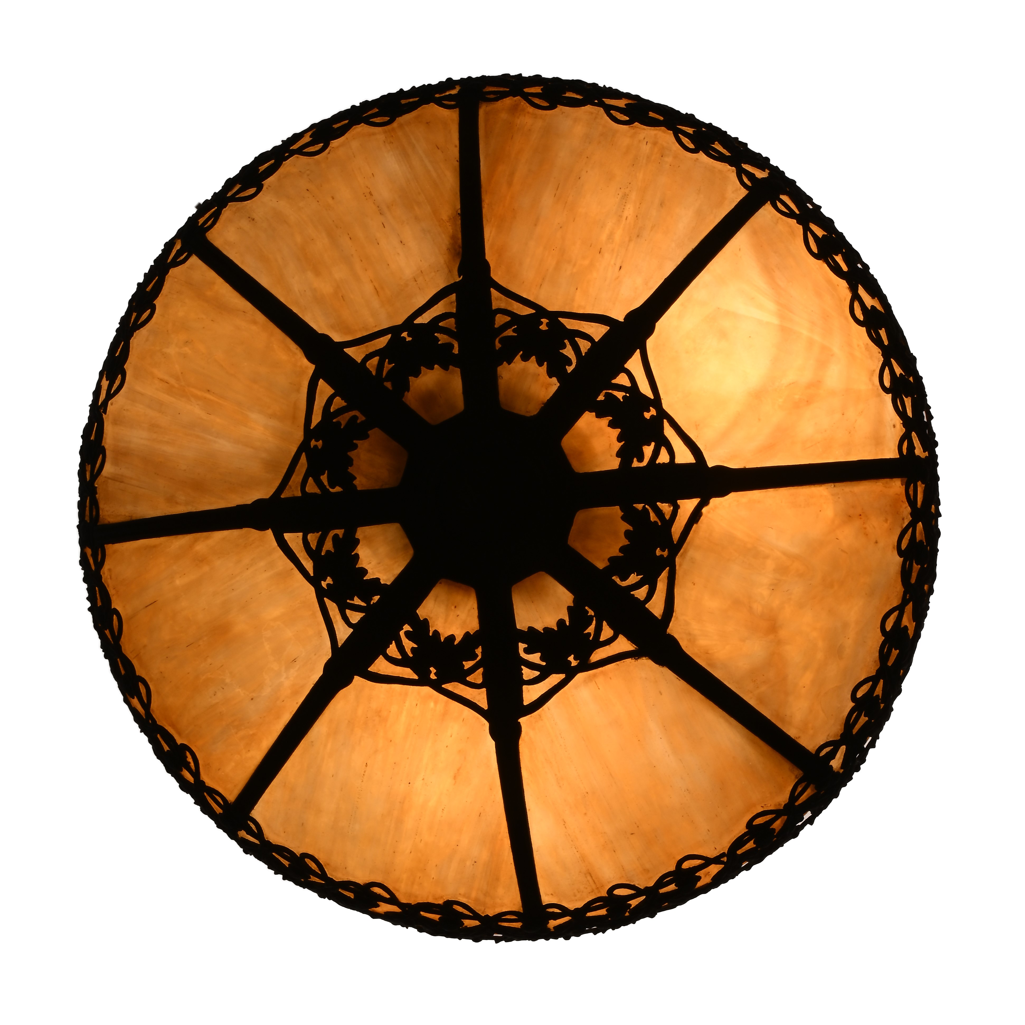 Lampada in Fusione di Metallo con Diffusore in Pasta Vitrea Gialla, Arts And Crafts, Probabilment...