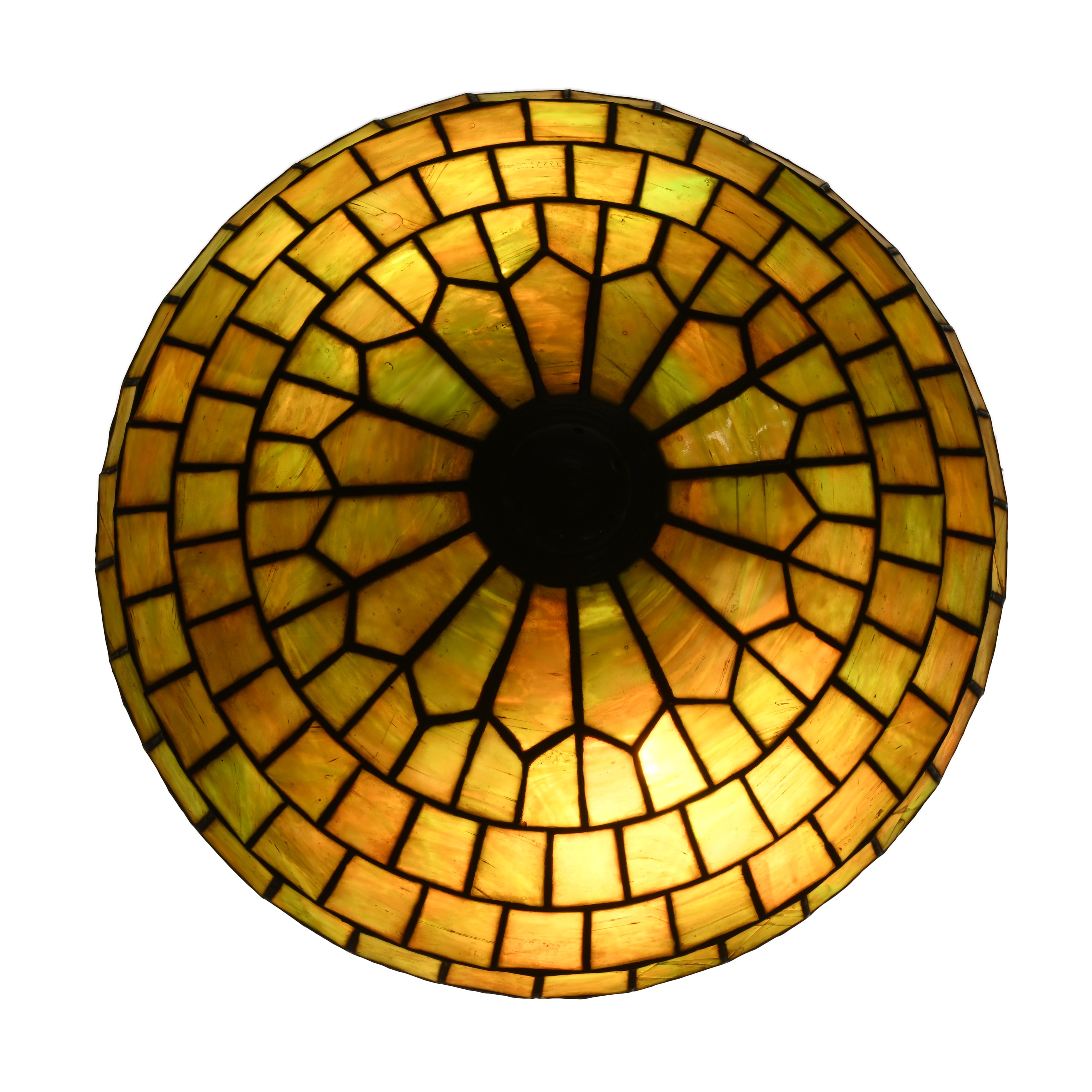 Lampada da Tavolo in Bronzo e Vetro Giallo Piombato, Attribuibile alla Duffner & Kimberly Co. New...