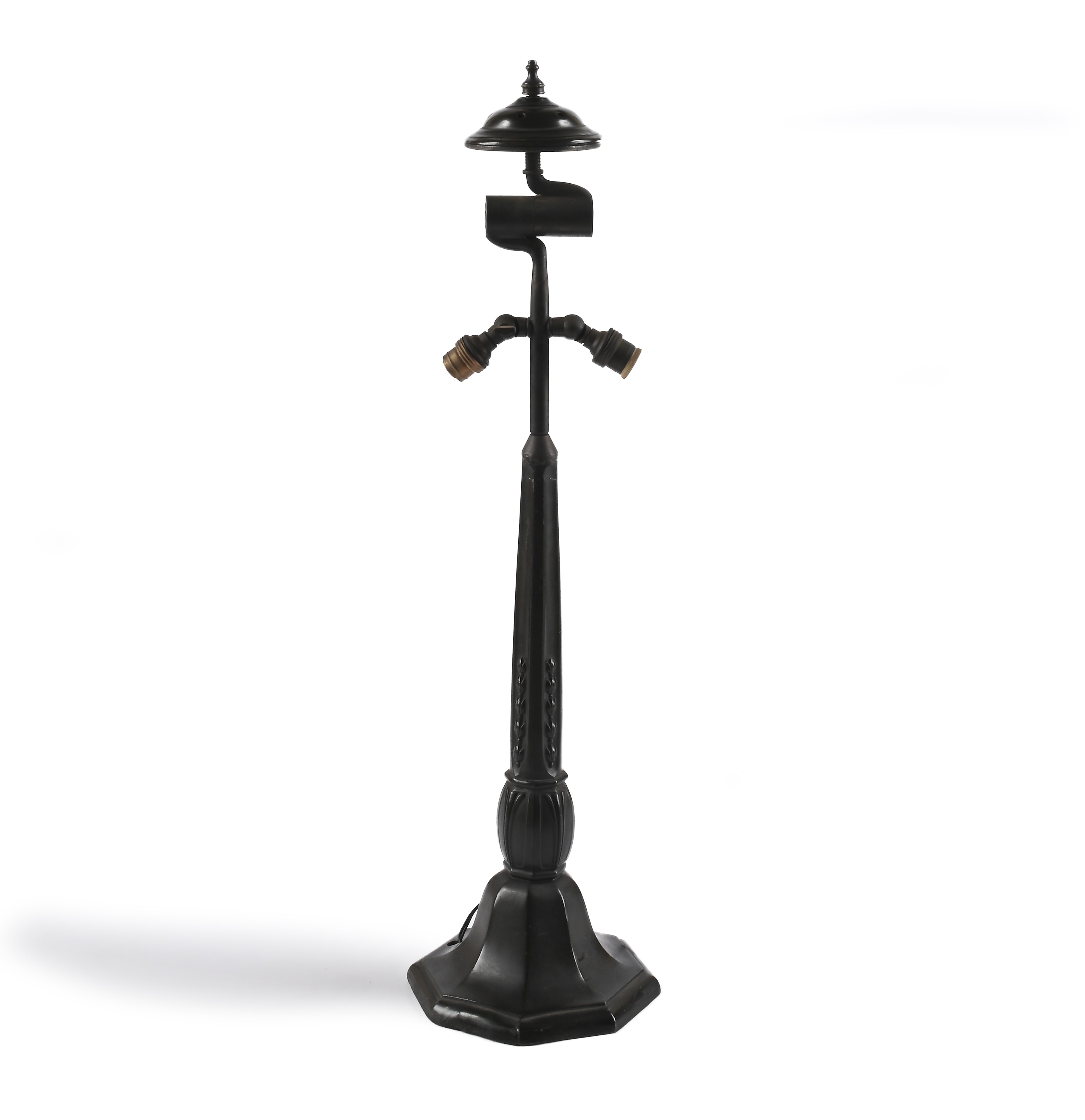 Lampada da Tavolo in Bronzo e Vetro Giallo Piombato, Attribuibile alla Duffner & Kimberly Co. New...