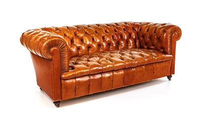 Divano Chesterfield in Cuoio a Due Posti, Regno Unito, XIX Secolo
