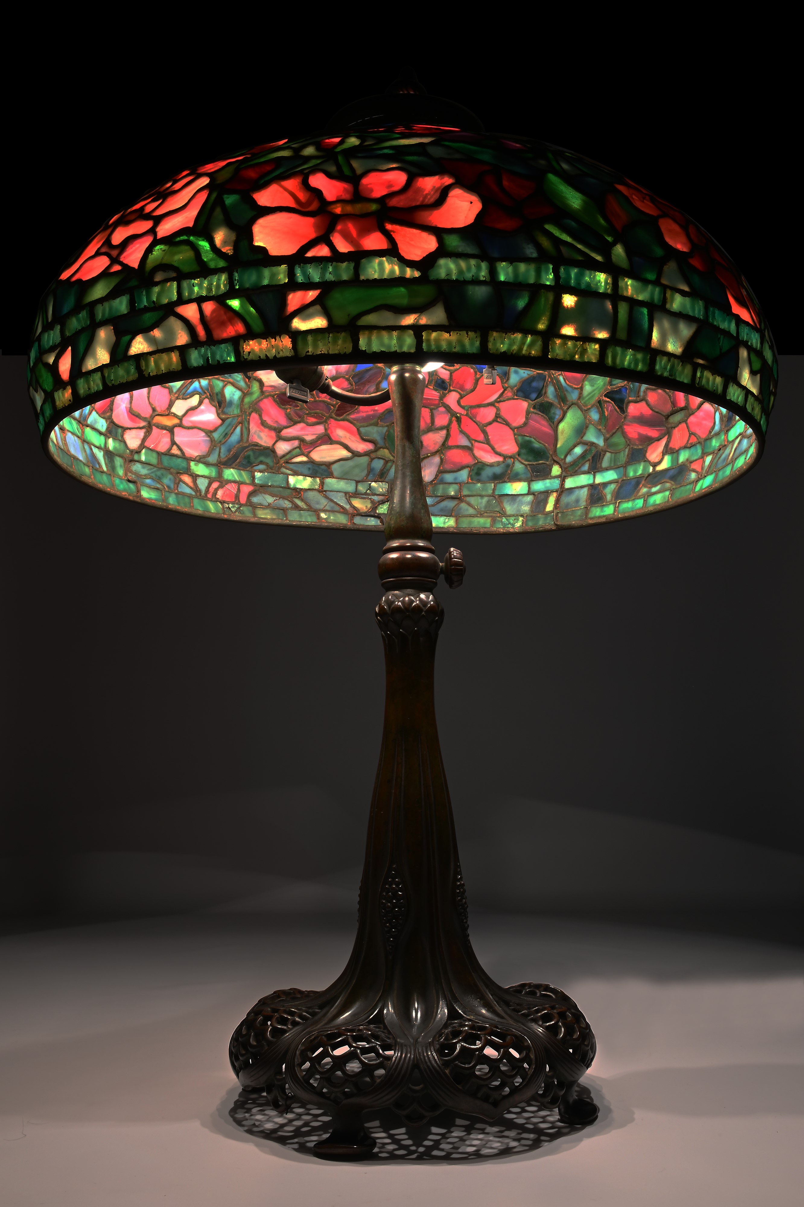 Tiffany Studios New York - Lampada da Tavolo Telescopica "peony"