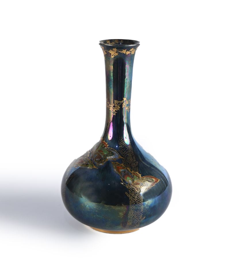 Vaso in ceramica a lustro, Devon Rural Lustrine Fieldings, Inghilterra, inizi del XX secolo