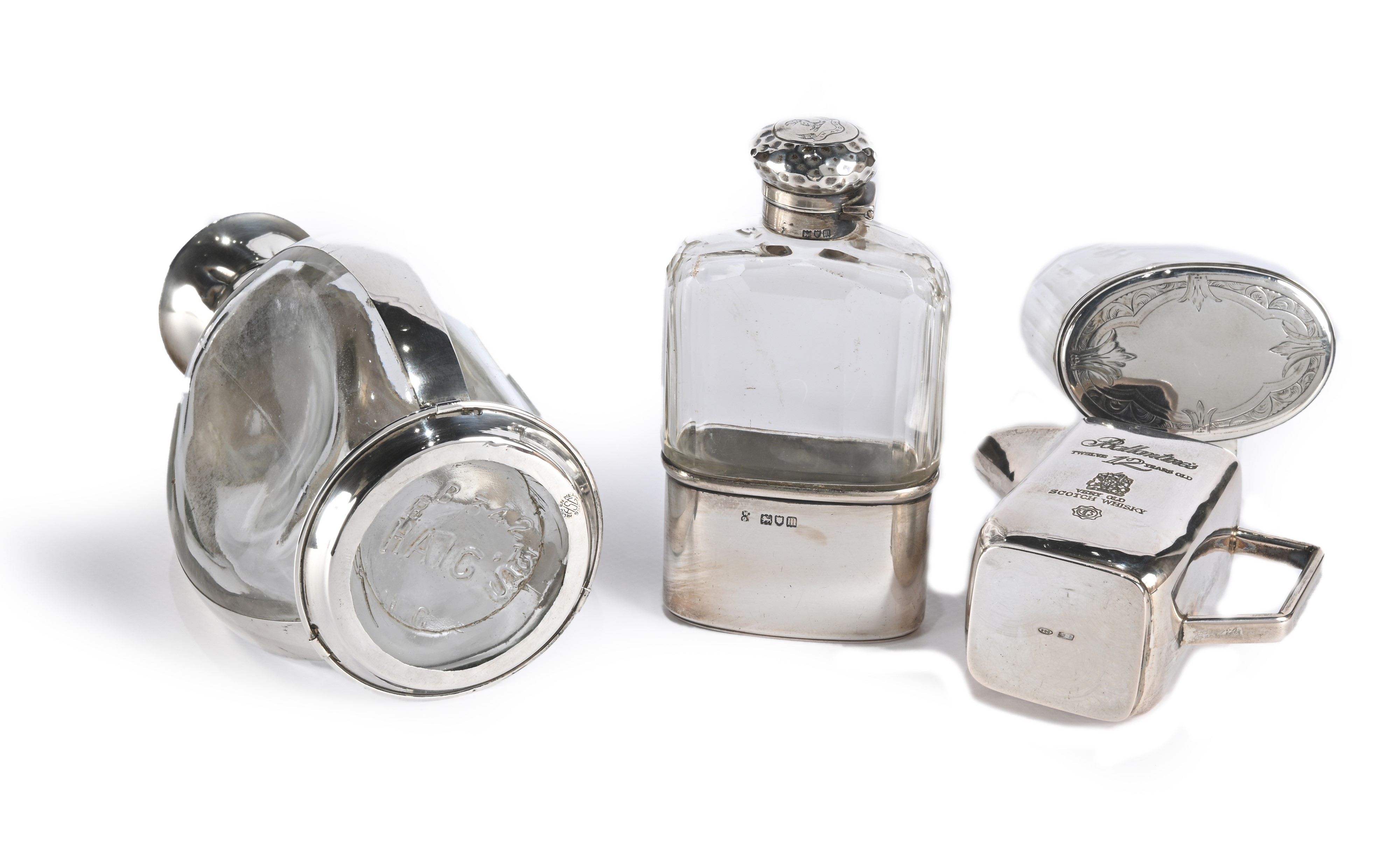 Quattro Contenitori da Liquore in Vetro e Argento, Inghilterra