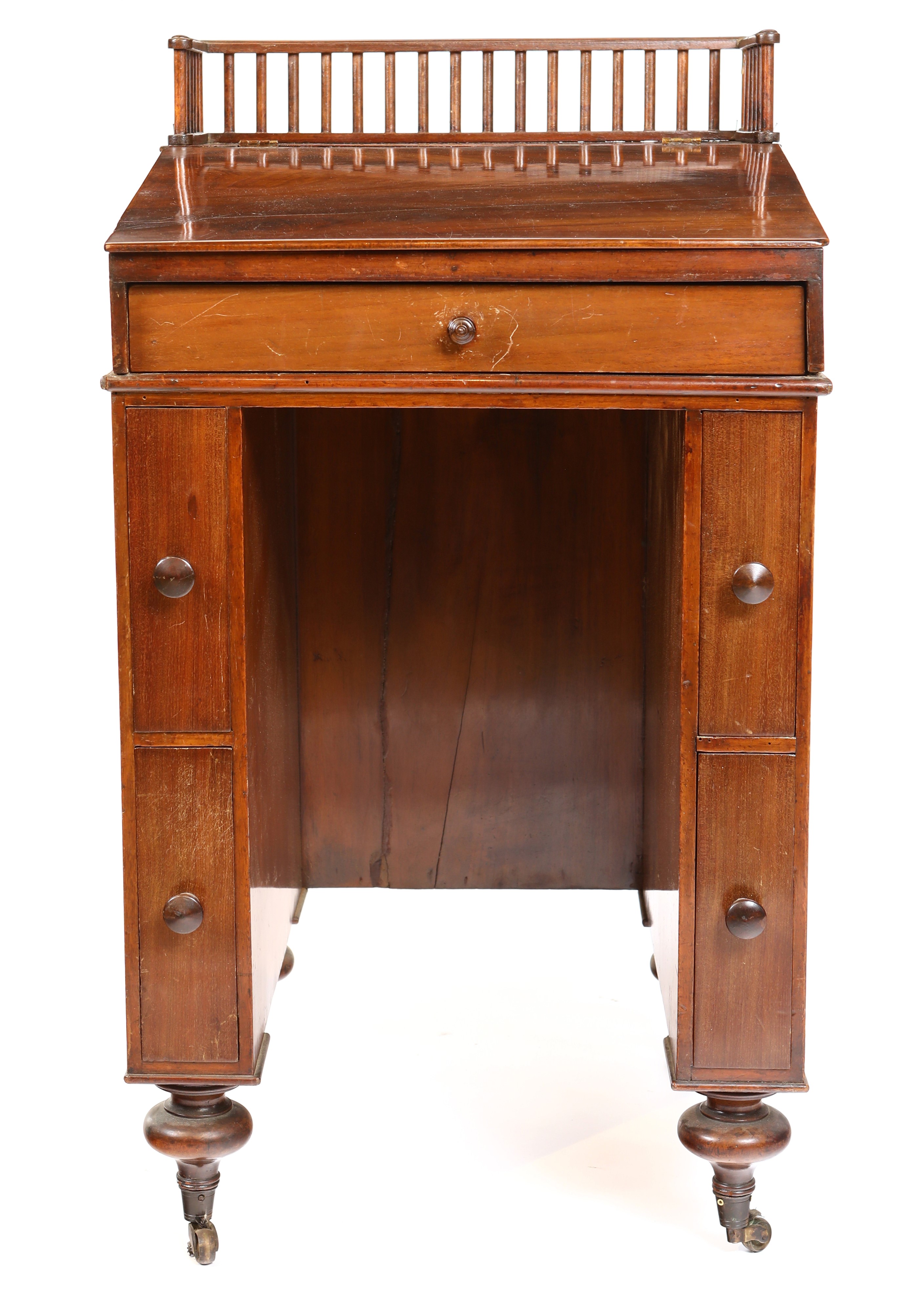 Piccolo mobile da contabile in piuma di mogano, Inghilterra, fine del XIX secolo