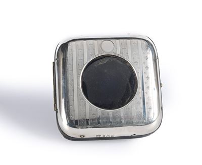 Scatola Porta Orologio in Lamina D'argento, Pelle e Velluto Blu, Birmingham, 1912