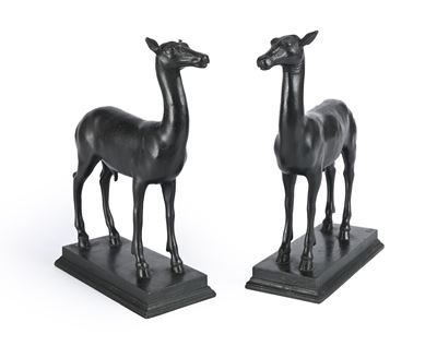 Coppia di Cerbiatti in Bronzo Brunito, Fine del XIX Secolo