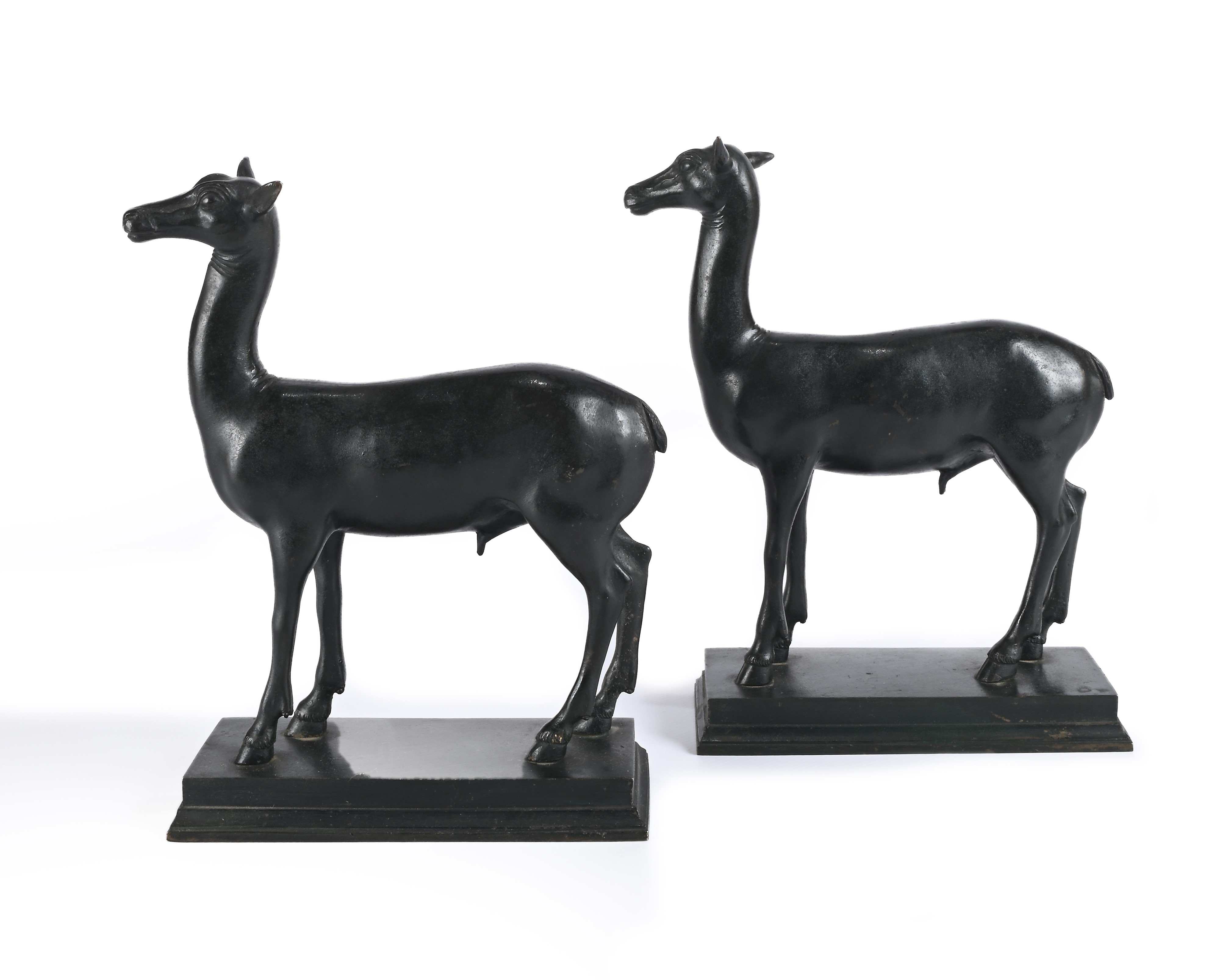 Coppia di Cerbiatti in Bronzo Brunito, Fine del XIX Secolo