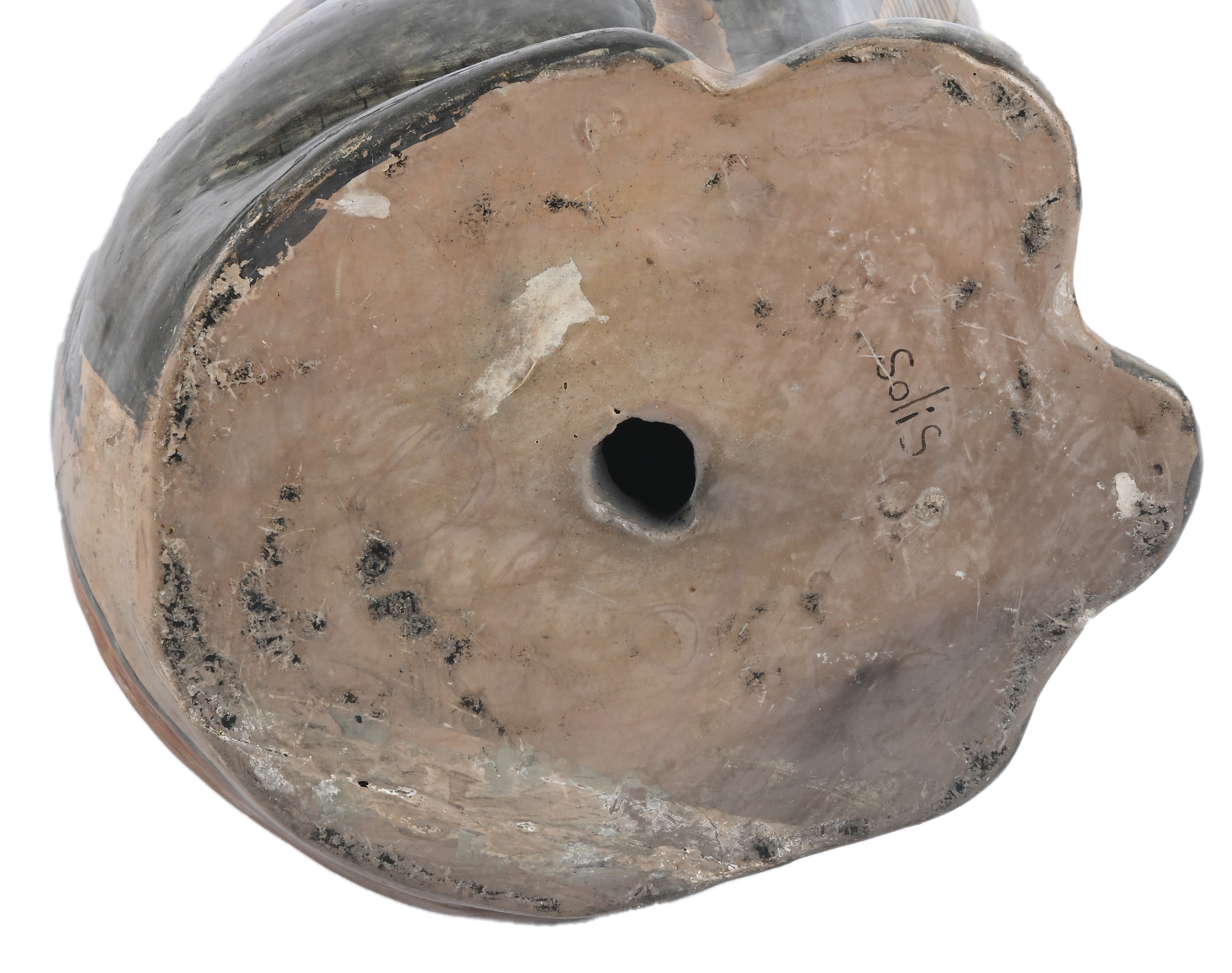 Grande figura di gatto seduto in ceramica di Tonala, arte popolare messicana