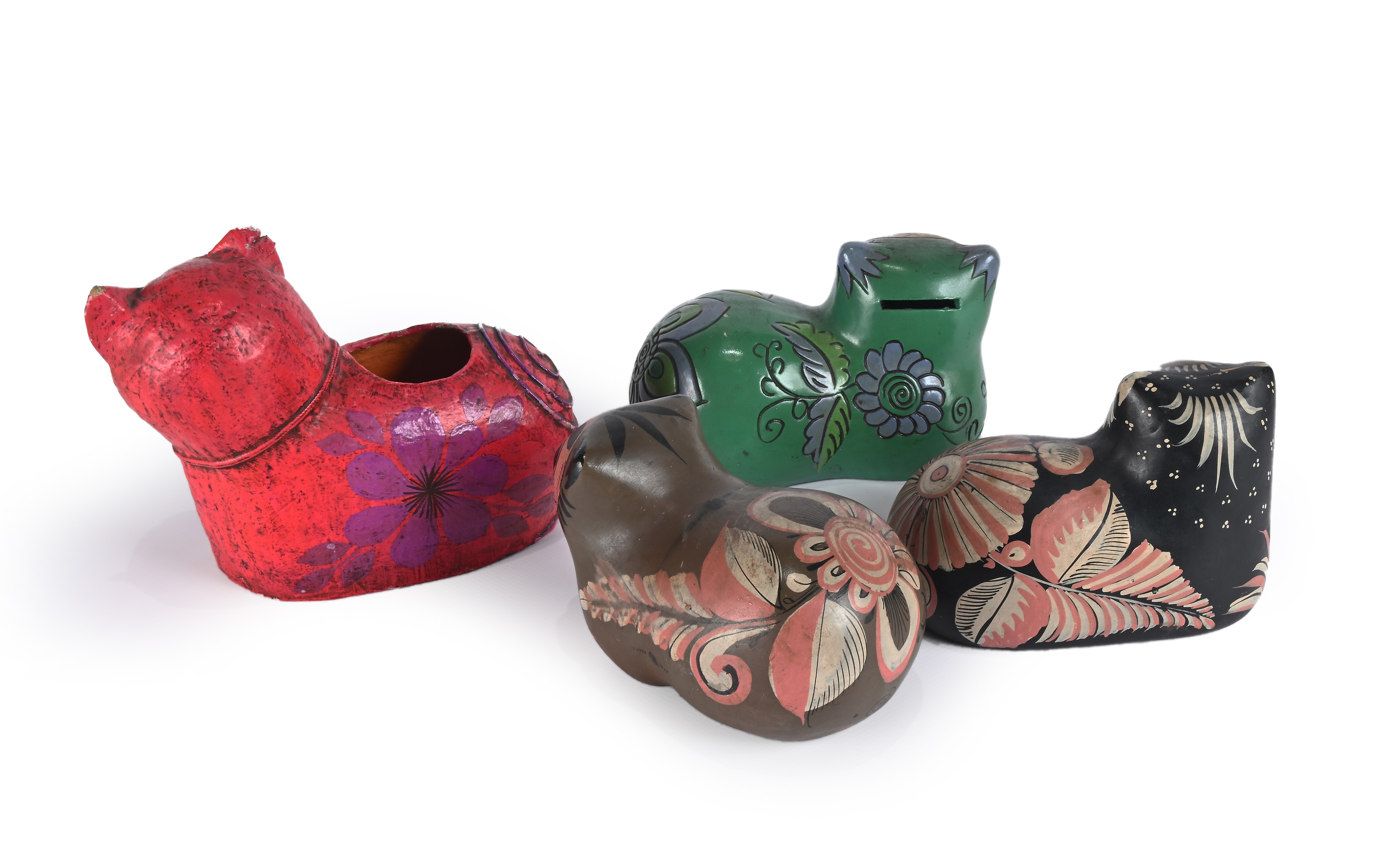 Quattro diverse figure di gatto, arte popolare messicana