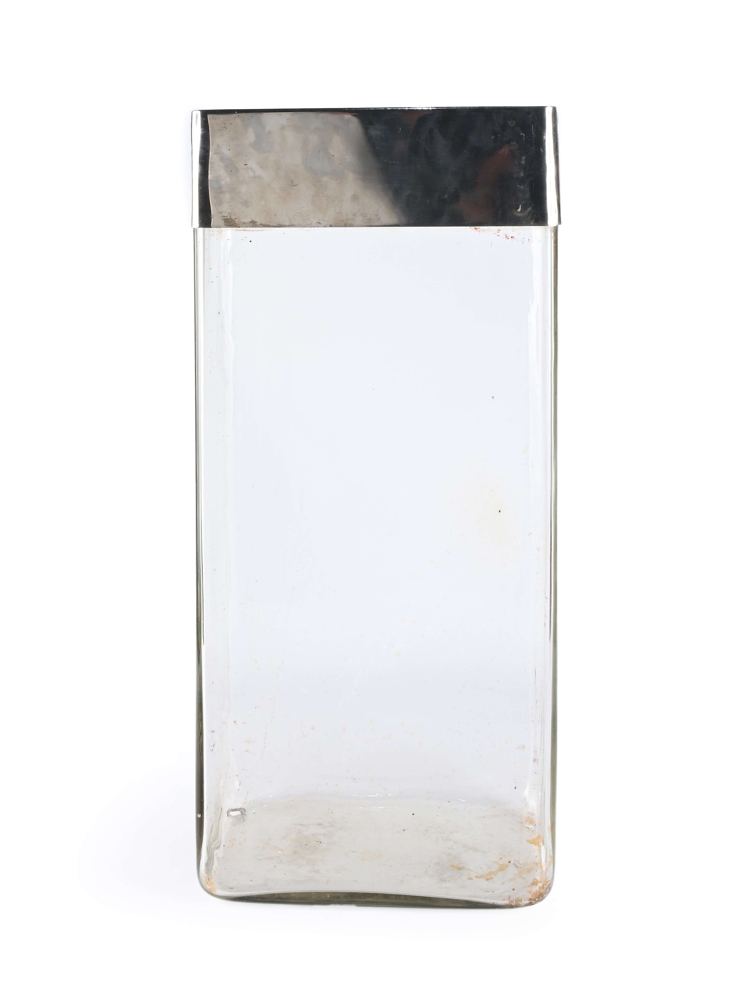 Portaombrelli in vetro con fascia in metallo argentato