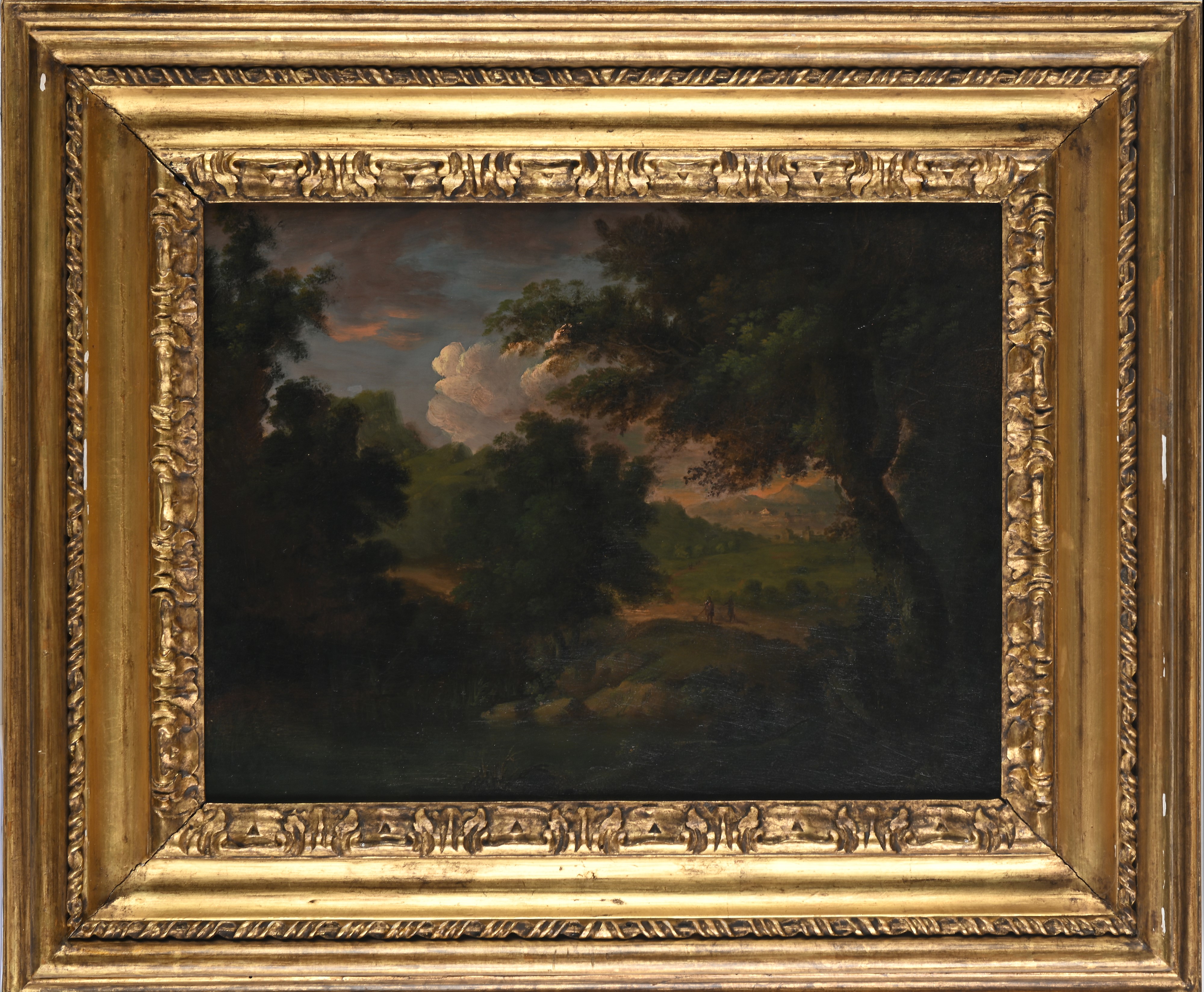 Pittore del XVII Secolo - Paesaggio Boschivo con Figure