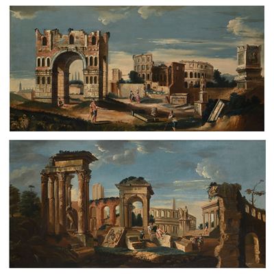 Coppia di Capricci Architettonici