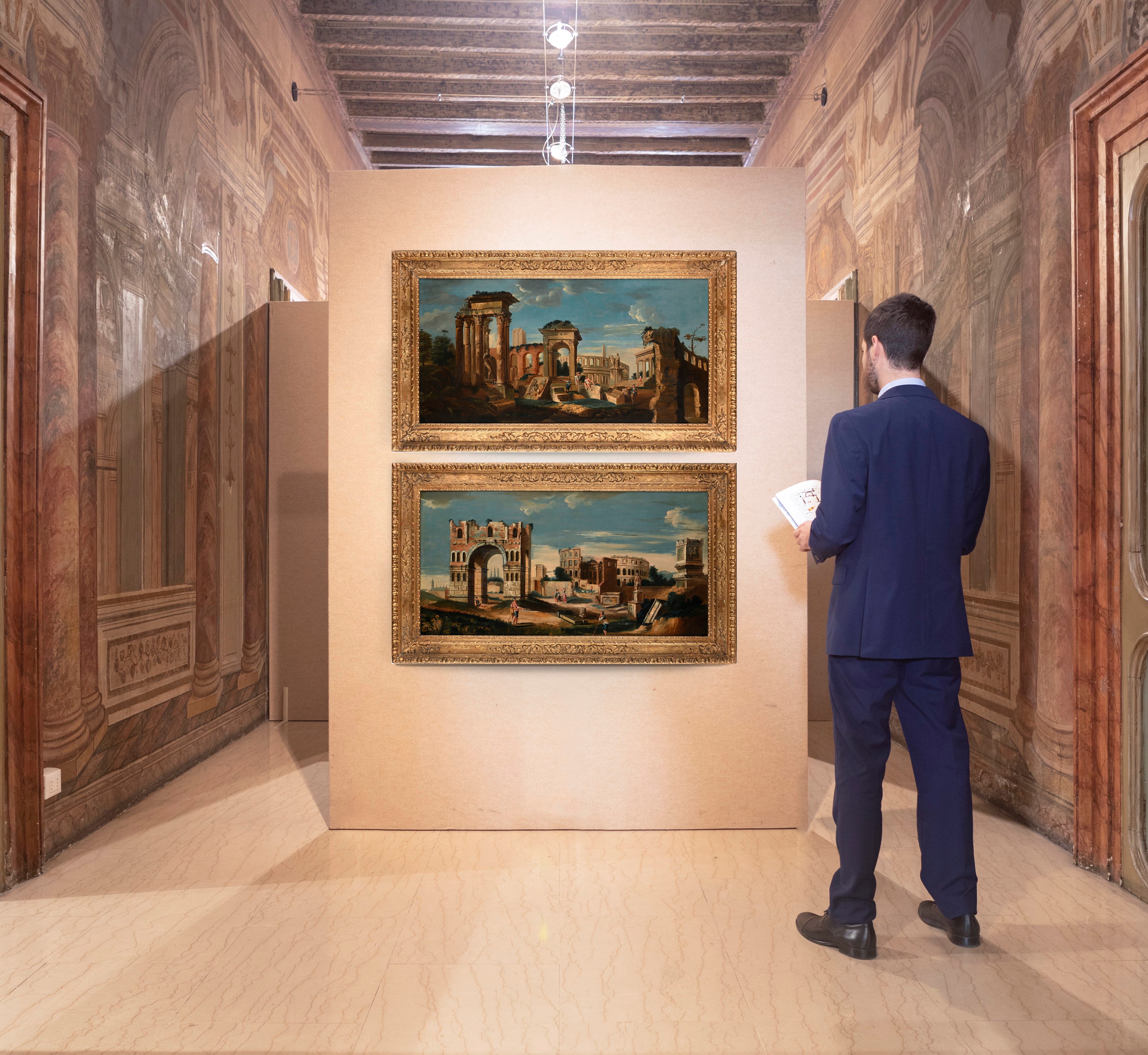 Scuola Romana del XVIII Secolo - Coppia di Capricci Architettonici