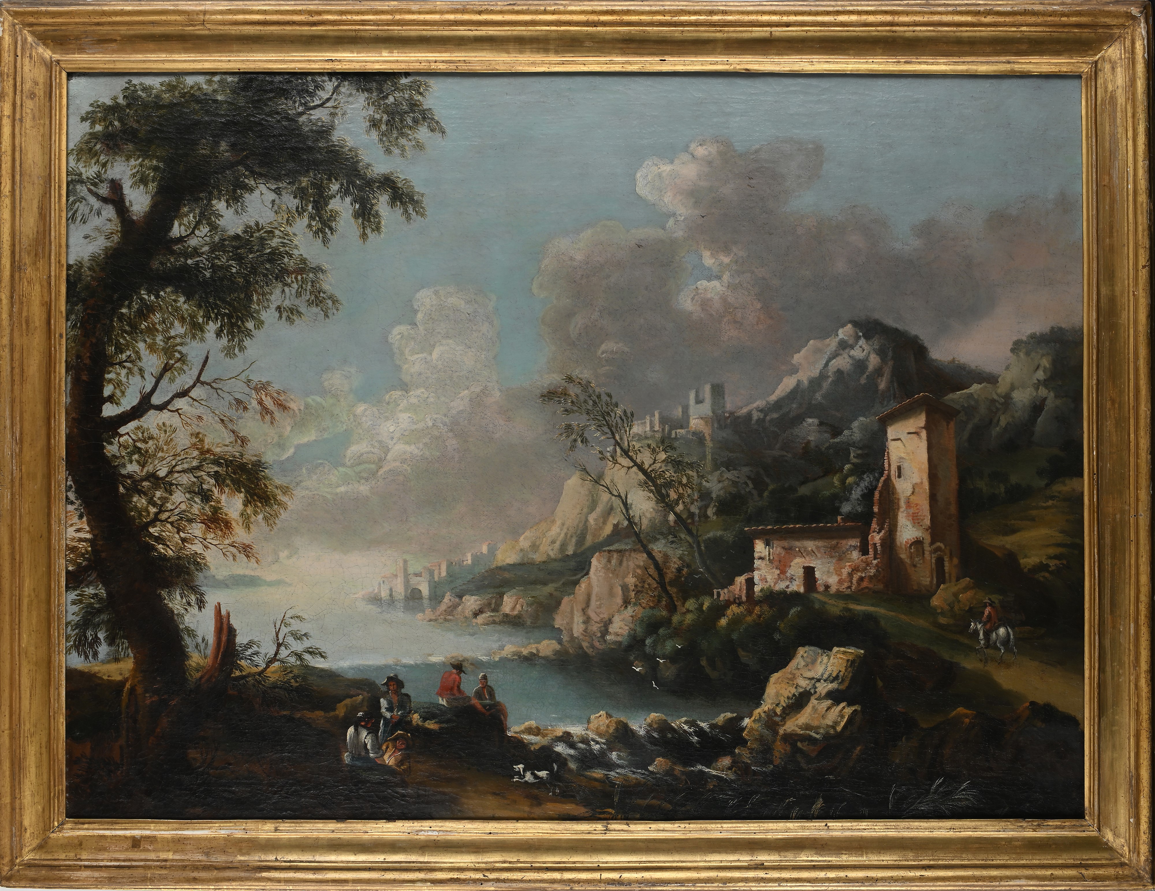 Scuola Veneta del XVIII Secolo - Paesaggio con Borgo Turrito