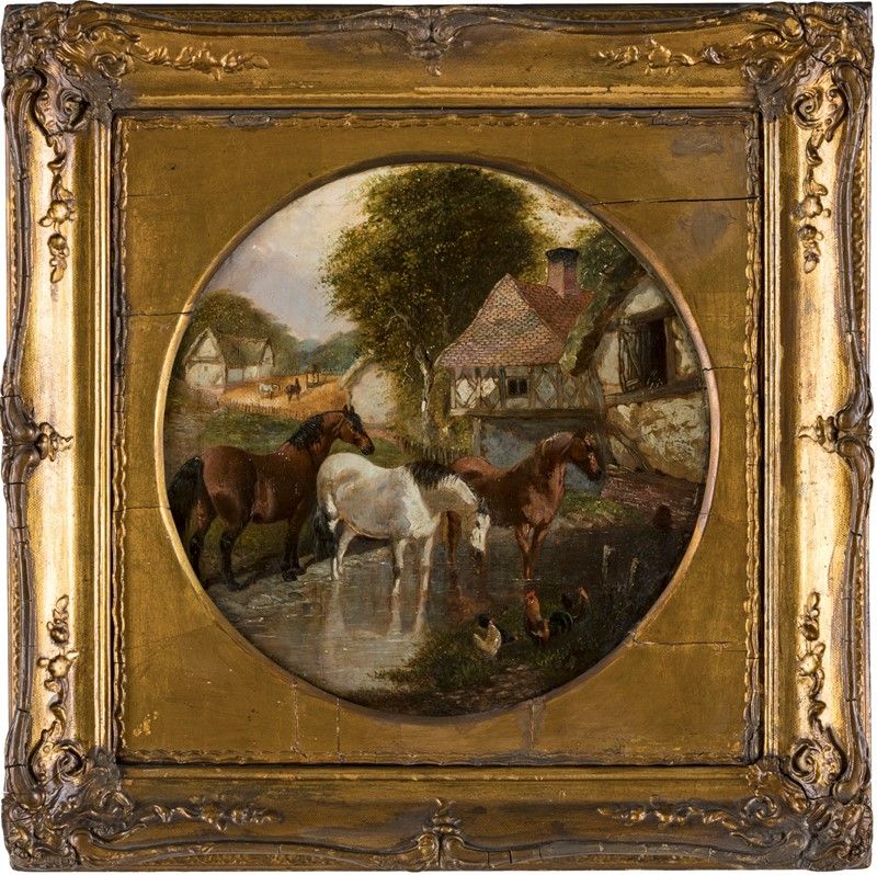 John Frederick Herring Junior (attribuito) - Paesaggi con Cavalli