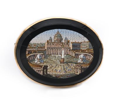 Spilla Antica in Oro e Micromosaico