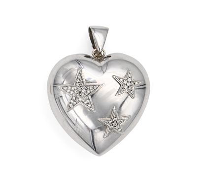 Pendente a Cuore in Oro Bianco e Brillanti