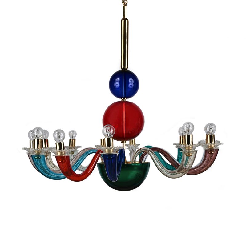 Lampadario a dodici braccia, esecuzione Venini, Murano