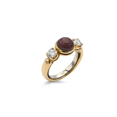 Anello in Oro, Brillanti e Perla Naturale Scallop