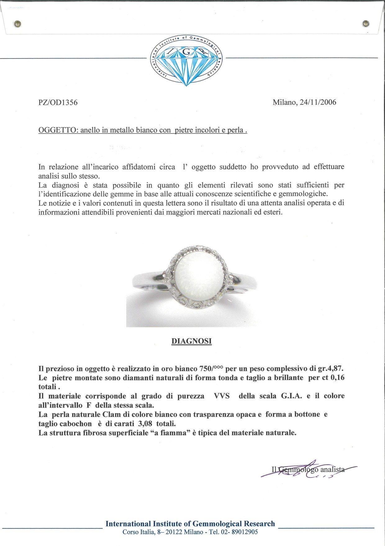 Anello in Oro, Perla Clam e Brillanti