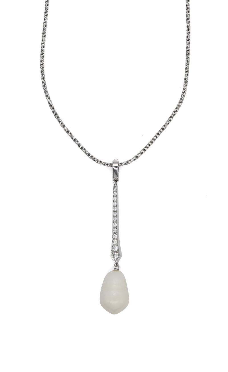 Pendente in Oro, Brillanti e Perla Quahog