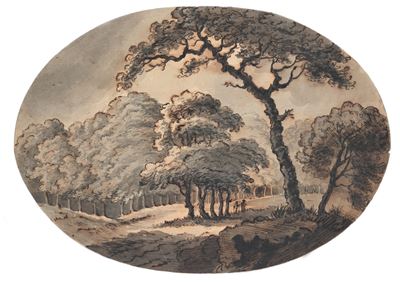 Paesaggio in inchiostro acquarellato su carta