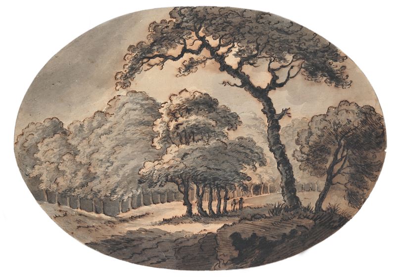 Antonio Francesco Peruzzini - Paesaggio in inchiostro acquarellato su carta