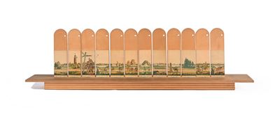 Gioco di Narrativa Realizzato in Legno con Tabelle Decorate Recto/verso con Paesaggi