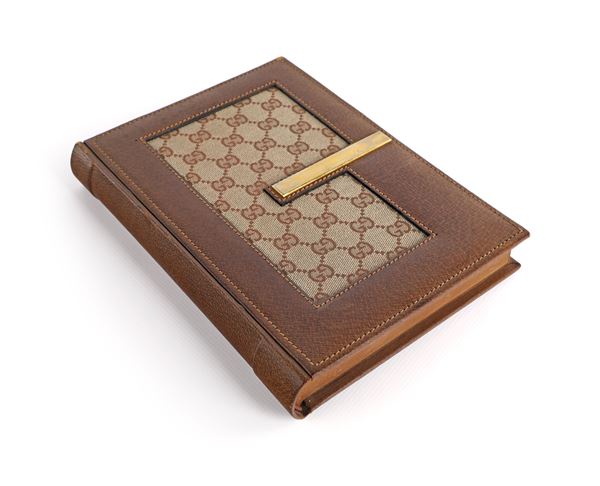 Gucci - Quaderno in pelle e tela con all'interno fogli bianchi