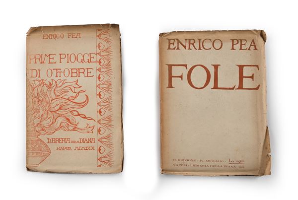  Enrico Pea Prime piogge di ottobre 1919; Fole seconda edizione 1918  - Asta ASTA A TEMPO - La Biblioteca - Casa d'Aste Arcadia