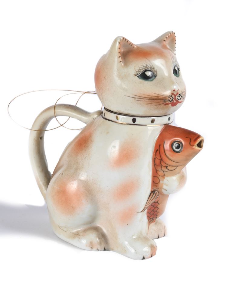 Teiera egoiste in porcellana a forma di gatto, Cina