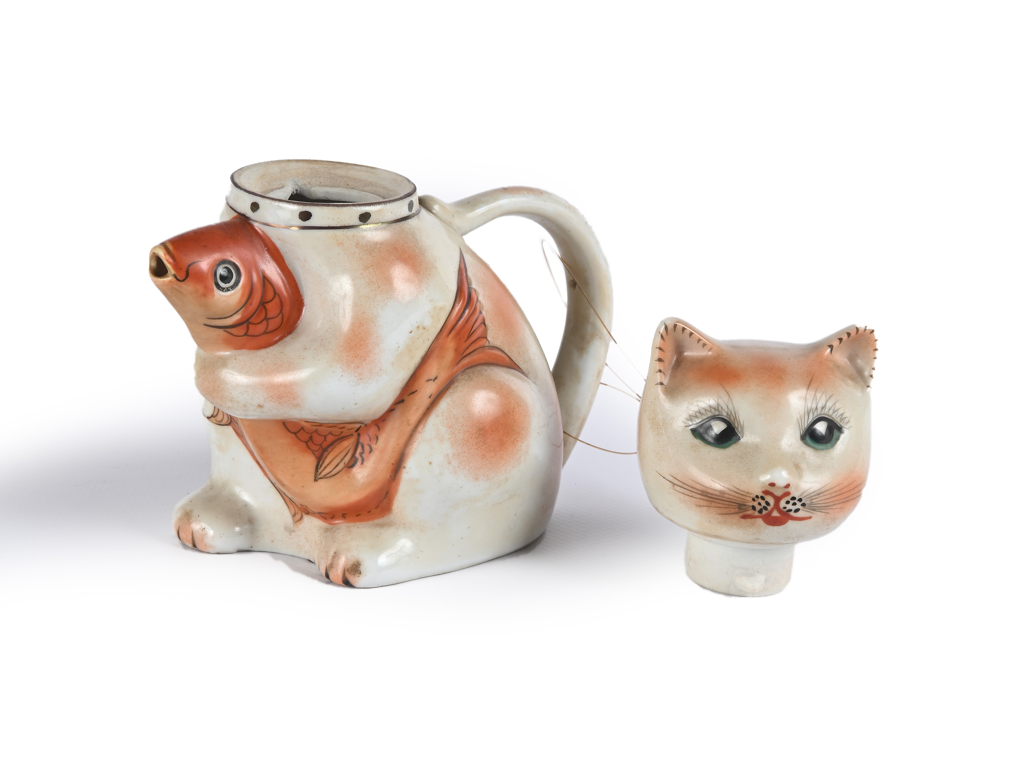 Teiera egoiste in porcellana a forma di gatto, Cina