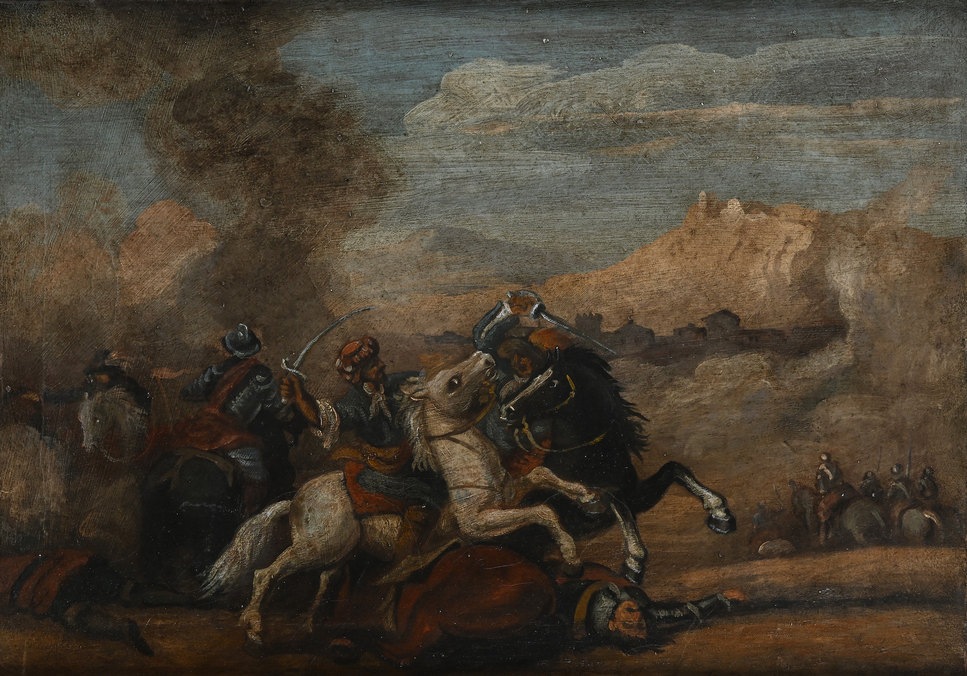 Scuola Italiana del XVIII Secolo - Coppia di Battaglie