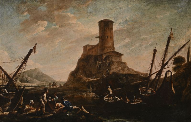 Scuola Romana del XVII Secolo - Paesaggio con Rovina