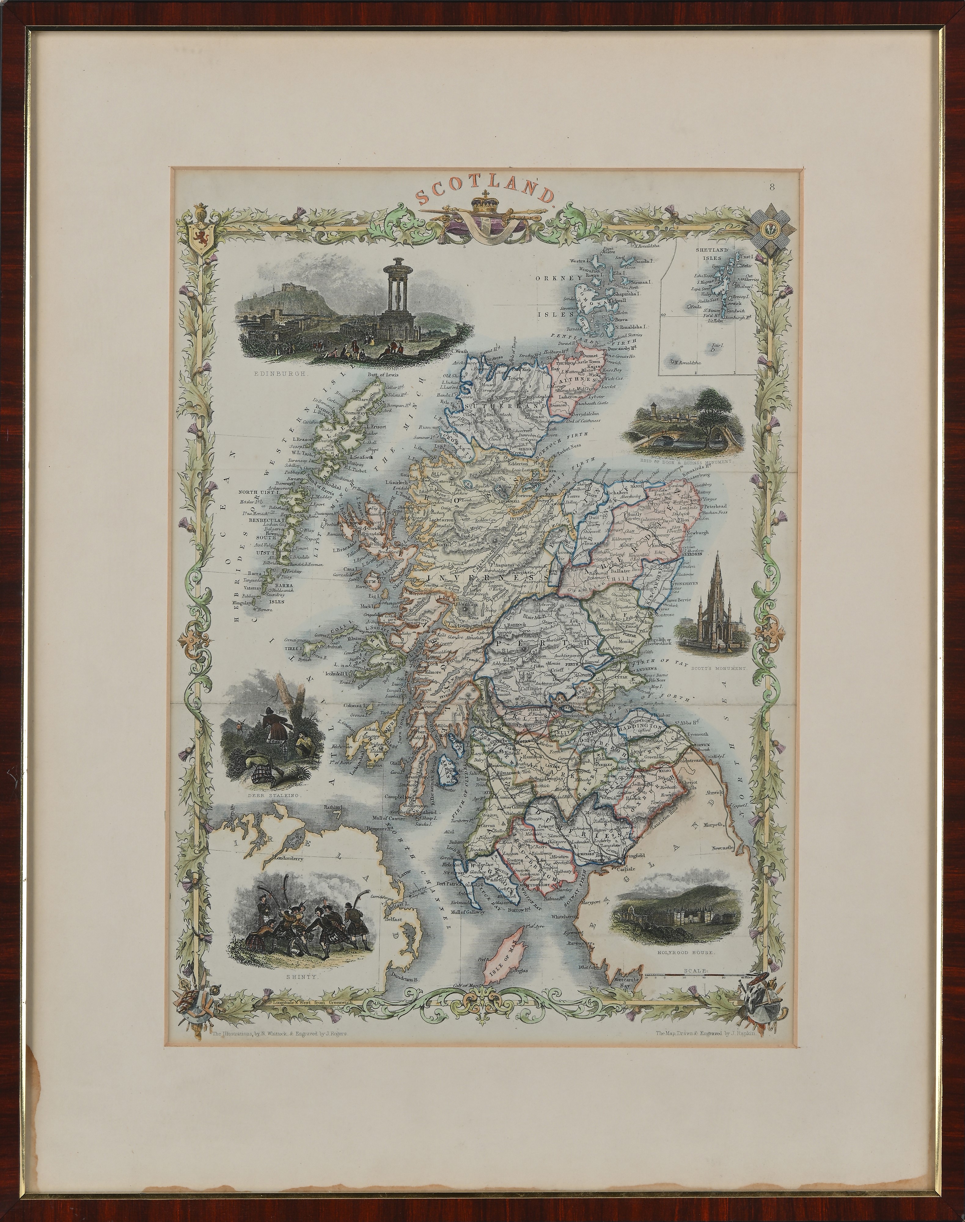 Mappa della Scozia Disegnata ed Incisa da John Rapkin con Illustrazioni in Vignetta Disegnate da ...