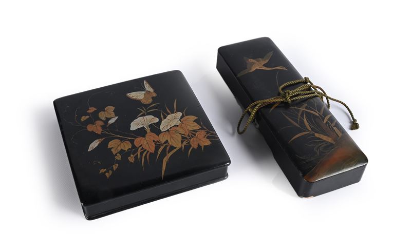 Due scatole diverse in cartapesta, Giappone, XX secolo