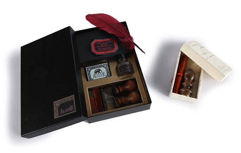 Servizio da scrittoio Aladine e sigillo con ceralacca Carlo Docupil, Venezia