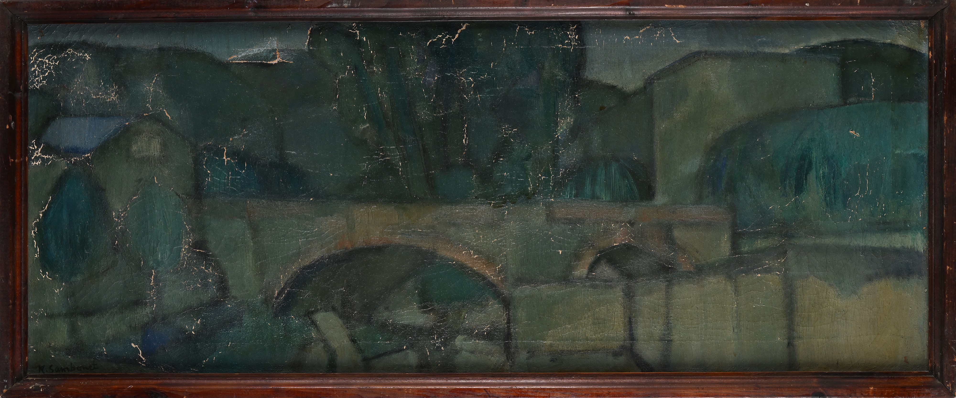 Roberto Sambonet - Veduta di Paesaggio con Ponte e Case