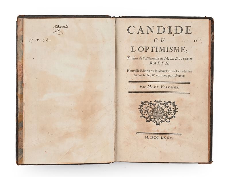 François Marie Arouet Voltaire - Candide ou l'Optimisme. Traduit de l'allemand du docteur Ralph. ...