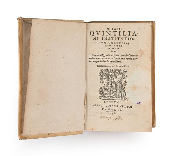 M. Fabii Quintiliani - Institutionum Oratoriarum libri duodecim Summa diligentia ad fidem vetustissimorum codicum recogniti ac restituti, cum rerum verborumque Indice locupletissimo. Declamationum Liber eiusdem