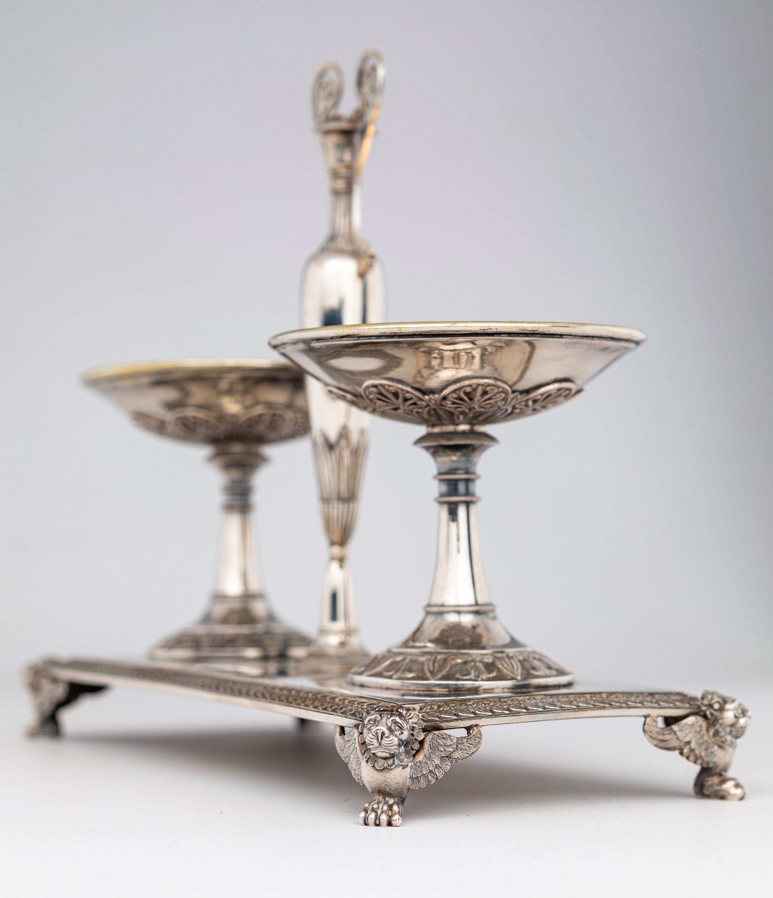 Saliera Doppia in Argento 950/000, Parigi 1798, Argentiere Philippe Jean Baptiste Houges
